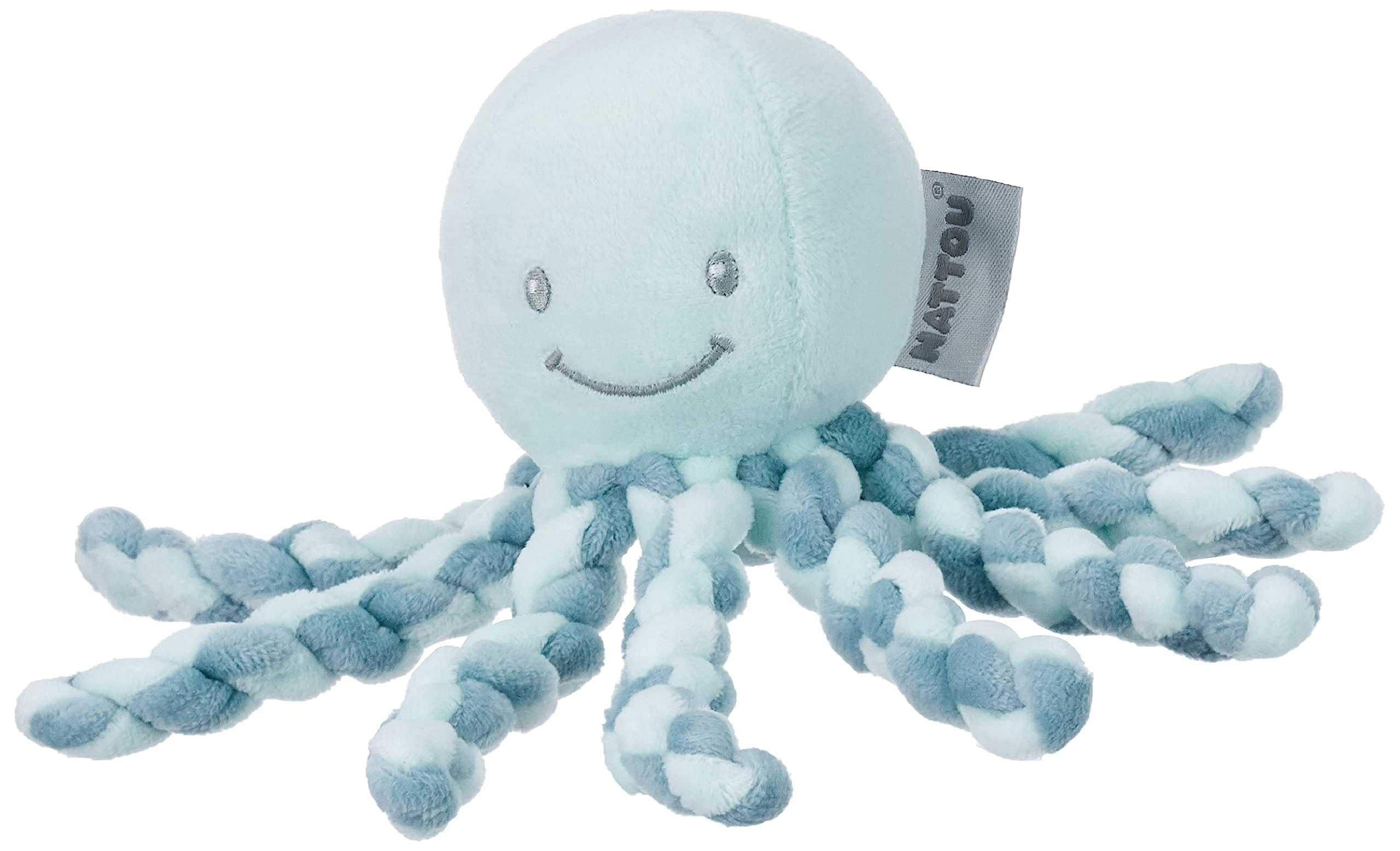 Nattou Plush Soft Toy, Stuffed Animal, Huggable Cuddly Companion, Umbilical Cord Design Reassures Baby, Develops Fine Motor Skills, Machine Washable, PETA-Approved Vegan, Mint Green Octopus โ image 1