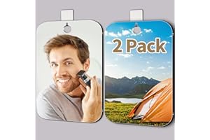 JKNEIWA 2 Pack Shower Mirror for Shaving, Medium 8 x 6 In Mirror for Wall Hanging Kids Safety, Frameless Portable Travel Camping Mirrors, Unbreakable Handheld Locker Shave Mirror, Makeup Plastic, NOT Fogless