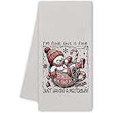 Noaleviax Christmas Snowman Kitchen Towels - Inspirational Winter Xmas Kitchen Decor, Christmas Housewarming Gifts, Snowman Hand Towels Dishcloth for Kitchen Bathroom Decorative, 16x24 Inch