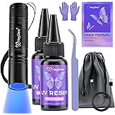 HeyClear 60g UV Resin Kit with Light -Fast Curing, Bonding in Seconds UV Glue Adhesive with Flashlight for Plastic&Glass Repair, DIY Craft Decor(30g+30g)