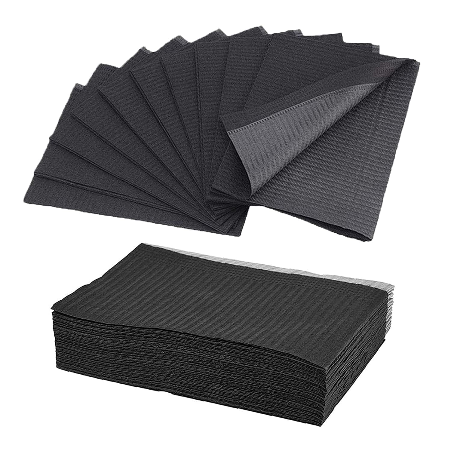 Unihuby Black Dental Bibs 50pcs Tattoo Bibs Disposable Dental Bib 13" x 18" in Tattoo Table Covers Clean Pad Premium Waterproof Tablecloths Clean Pad Patient Bib Napkins