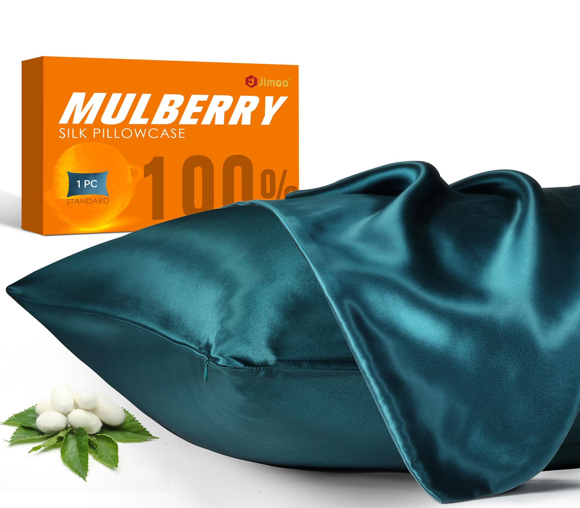 Photo 1 of 100% Mulberry Silk Pillowcase for Hair and Skin, 22 Momme Pure Natural Silk Pillow Case Both Sided with Zipper, Pillow Cover for Women Mom Men (Fog Blue, Standard 20''×26'')