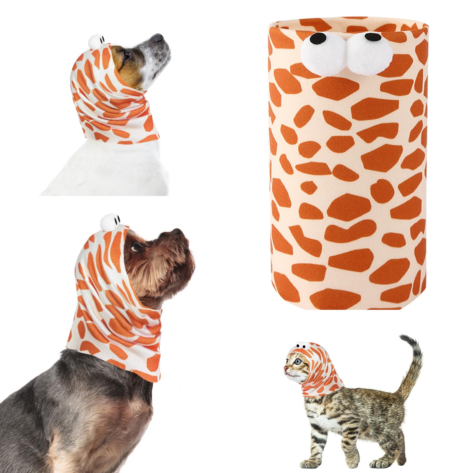 Yoolhamy Dog Snood Ear Protectors for Grooming - Noise Protection Dog Neck and Ears Warmer Headwear for Pets (Giraffes, L)