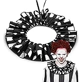 Newcotte Clown Collar Jester Neck Ruffle Collar Adult Adjustable Black White Clown Costume Men Halloween Cosplay Accessories