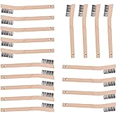 Wood Handle Wire Scratch Brush Sets for Cleaning Rust, Paint, Weld Slag, Grill &amp; Metal ( 18Pack-7in Stainless Steel Small Wire Scratch Brushes with Beech Wood Handle)