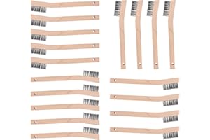 BEBORIN Wood Handle Wire Scratch Brush Sets (18, 18Pack-7in Stainless Steel Small Wire Scratch Brushes with Beech Wood Handle)