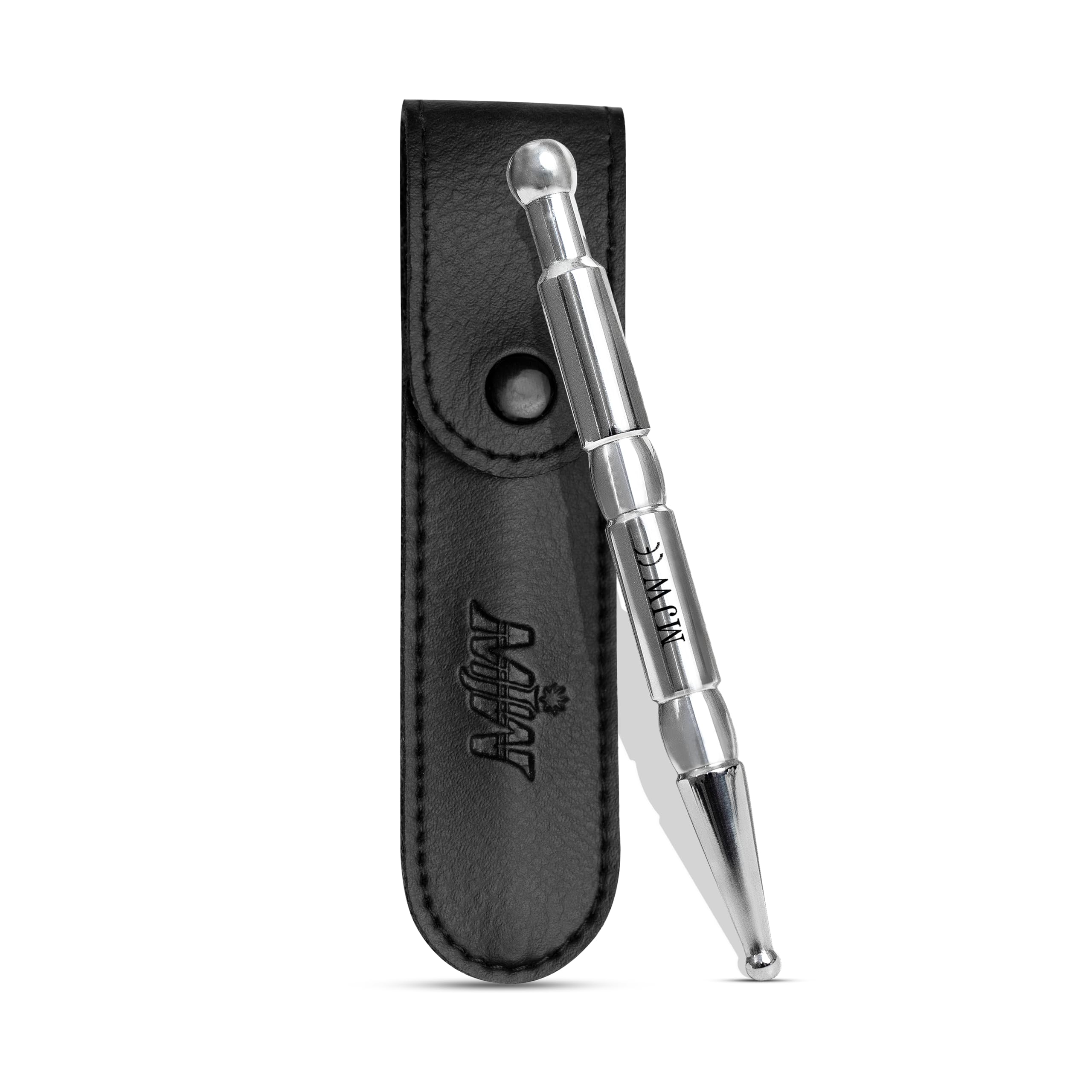 MJW Stainless Steel Acupuncture Pen – Dual-Head Meridian Massage & Reflexology Tool for Ear, Face & Body Points, Self-Massage Trigger Point & Headache Relief