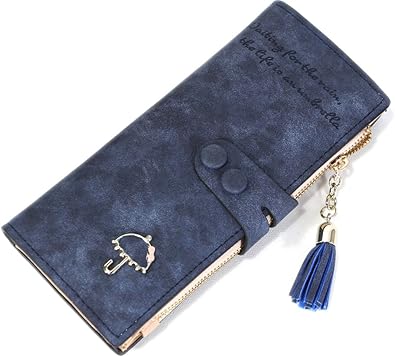 Amazon ノーブランド品 ネイビー レディース 長財布 傘飾り フリンジ 大容量 レディース 柔らかい手触り カード27枚収納 アースカラー大容量長財布 ノーブランド品 シューズ バッグ