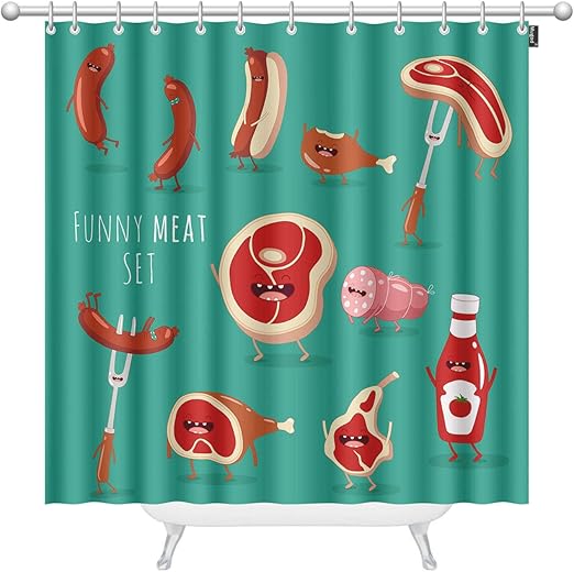 Amazon Com Mugod Funny Meat Set Shower Curtains Sausage Steak