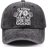 Vintage 70th Birthday Gifts Baseball Cap, Funny Embroidered Adjustable Washed Cotton Hats for Men Women