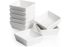 BREW TO A TEA BTaT- Ramekins, Square, 4 oz, Set of 8, Oven Safe Ramekins, Creme Brulee Ramekins, Ramekins 4 oz, Creme Brulee Dishes, Small Ramekins, Ramekins Oven Safe, Mini Ramekins, Porcelain Souffle Ramekins