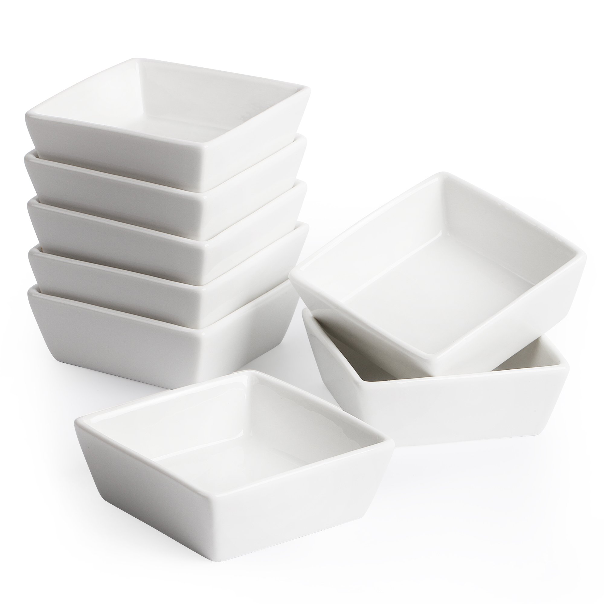 BTäT Ramekins 4 oz Square, Set of 8 Ramekins for Baking, Creme Brulee