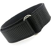 Tech Swiss Watch Band Nylon One Piece Wrap Sport Strap Black Adjustable Hook and Loop 18 millimeter