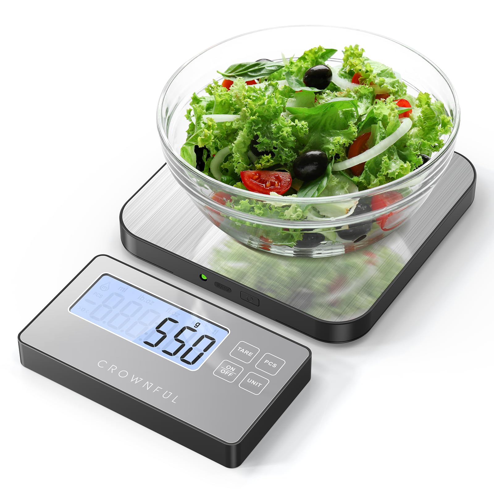 Photo 1 of CROWNFUL Split Food Scale, 33lb Wireless Kitchen Scale with Remote LCD Display, 7 Units & Tare Function, 1g/0.1oz, Digital Food Scales for Kitchen, Stainless Steel Food Weight Pan for Cooking/Dieting