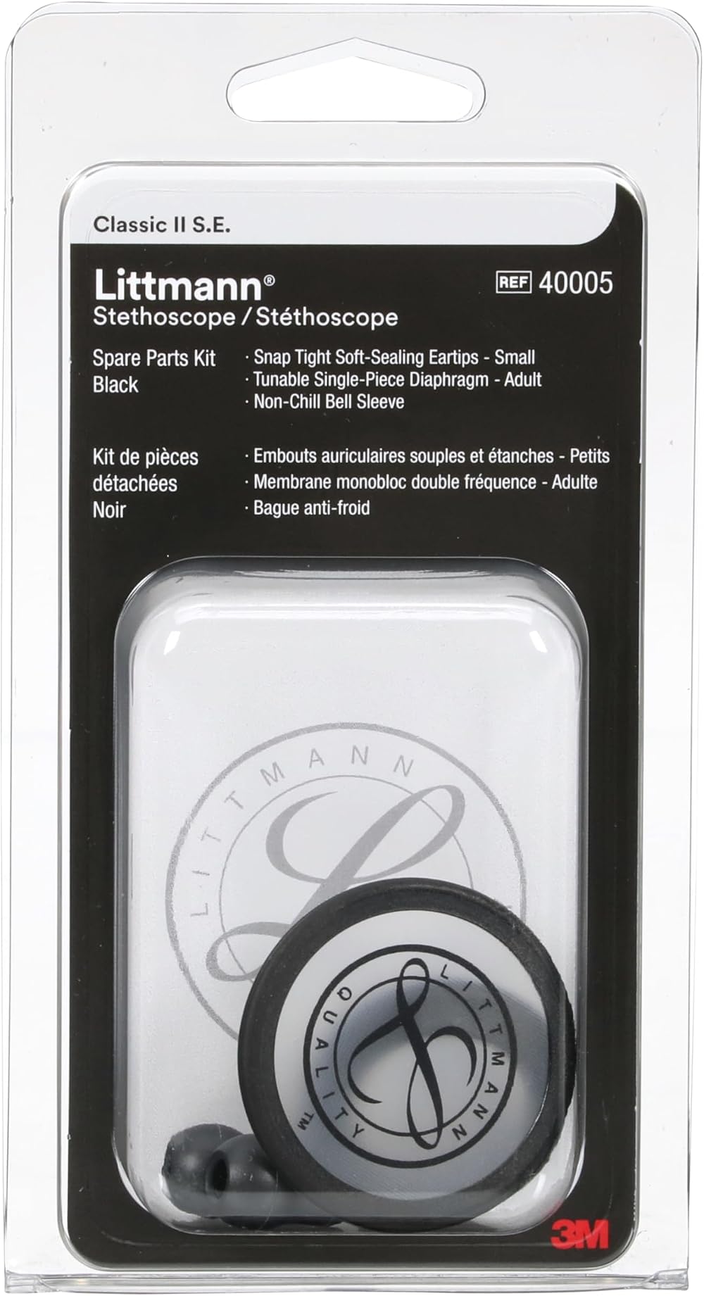 3M Littmann Classic II S.E. Stethoscope Spare Parts Kit, Black