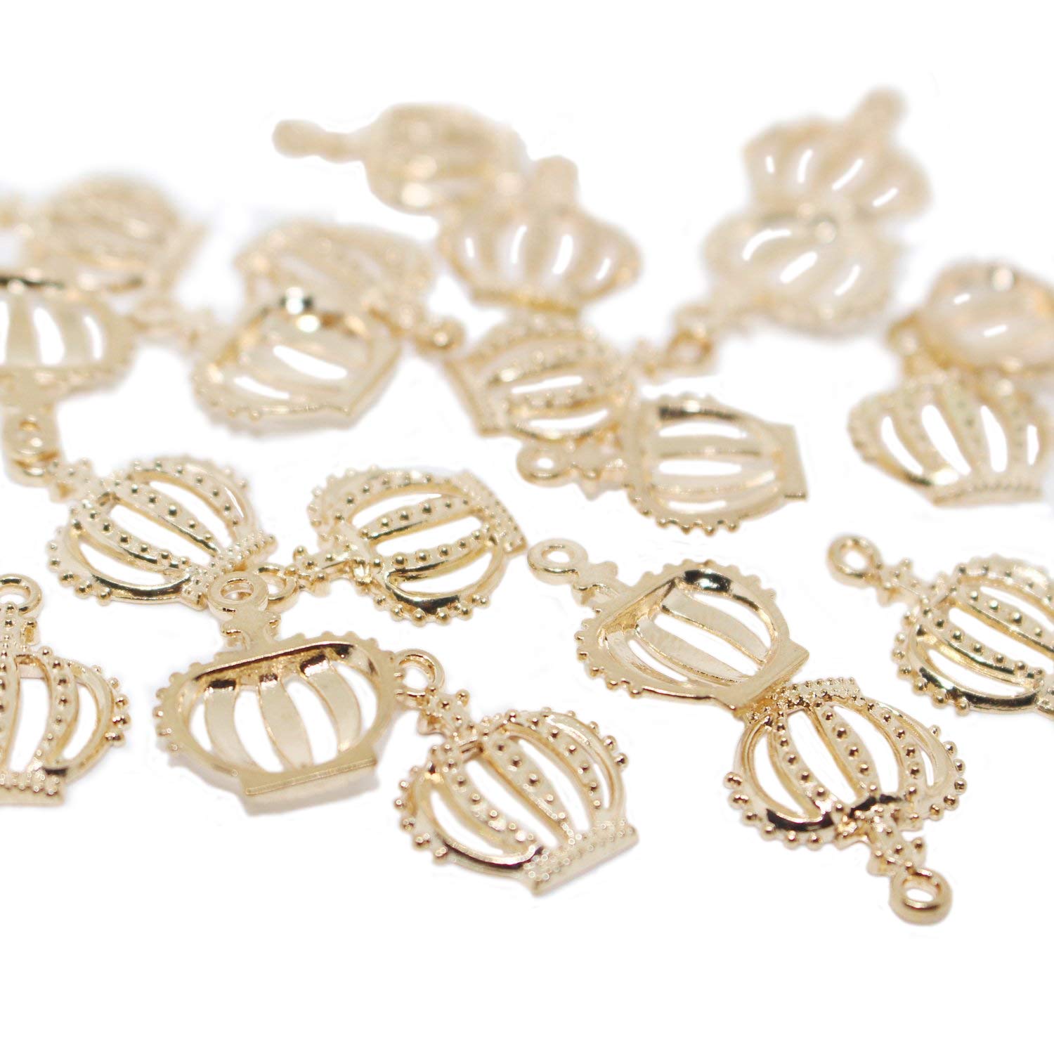 Dedila 20/50pcs 3D Flat Gold Mini Lovely Alloy Crown Charms Pendants DIY Vintage Charms Findings Pendant for Crafting (20pcs-Flat)