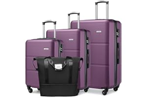 Lulusail Luggage Sets 3 Piece, Expandable(Only 28inch) ABS Durable Suitcase with Travel Bag, Clearance Carry On Luggage Suitcase Set with 360° Spinner Wheels for Women Men, Purple