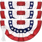 3Pack 3x6 FT American Flag Bunting, US Pleated Fan Flag 4th of July Decorations, Fourth of July Patriotic Bunting with Zip Ties for Independence Day Memorial Day Patriotic Decoration Indoor Outdoor