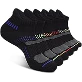 Cooplus Mens Cotton Athletic Ankle Socks Performance Cushioned Breathable Low Cut Tab Sock with Arch Support (6 Pairs)