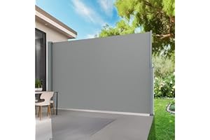 KANAGAWA 71'' x 138'' Retractable Side Awning - Folding Privacy Screen | Waterproof & UV-Resistant Outdoor Shade Divider for Patio, Garden, Balcony & Commercial Use(Light Grey)