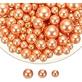 MECCANIXITY 200 Pcs Pearl Bead for Vase Filler, 20/14/10mm Faux Pearl Floating Beads Makeup NO Hole for Candles Centerpieces Table Scatter Wedding Home Decoration(Orange)