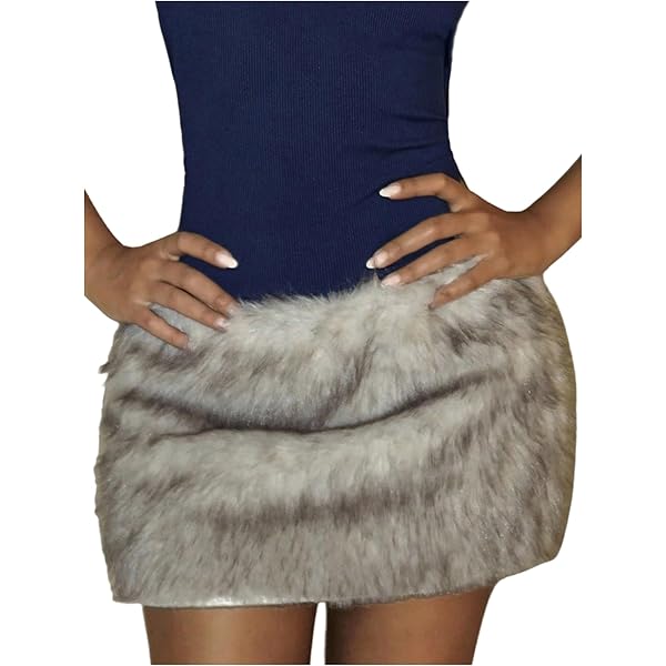 Amazon.com: Floerns Women's Faux Fuzzy Fur Low Waist Mini Skirt