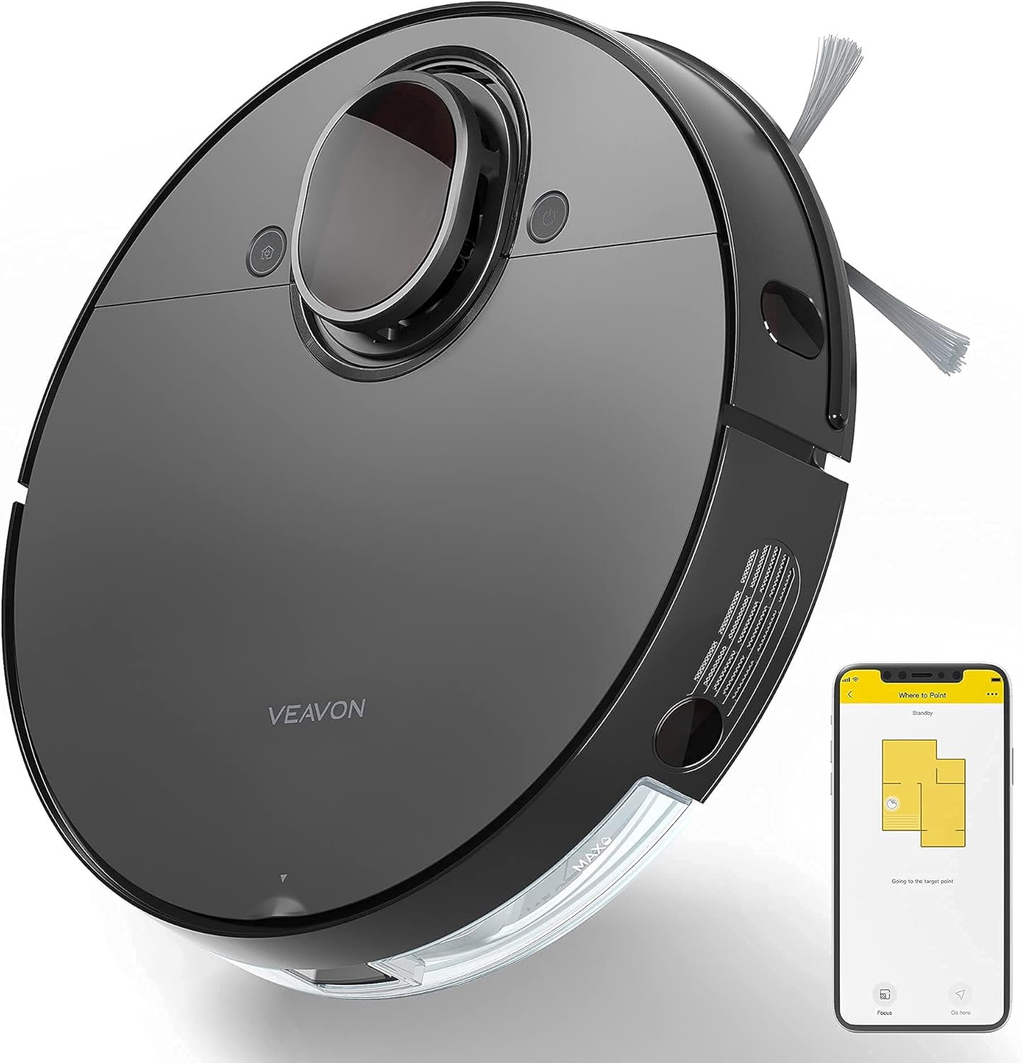 VEAVON V8 Robot Vacuum Cleaner with Wi-Fi Connected, 4000Pa Strong Suction Lidar Robotic Vacuum Cleaner, Automatic Vacuum and Mop Cleaner, Mapping Technology, No-mop Zones, Virtual Walls, Black -