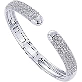 PAVOI 14k Gold Plated Cuff Bracelets | CZ Cuff Gold Bracelets for Women with Premium Pave Setting | Waterproof Hypoallergenic Jewelry | Trendy Elegant Style | 7-Inch Bangle Design