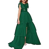 GRACE KARIN Girls Sequin Dress Formal Pageant Sparkle Party Ruffle Prom Maxi Dress Size 5-14Y