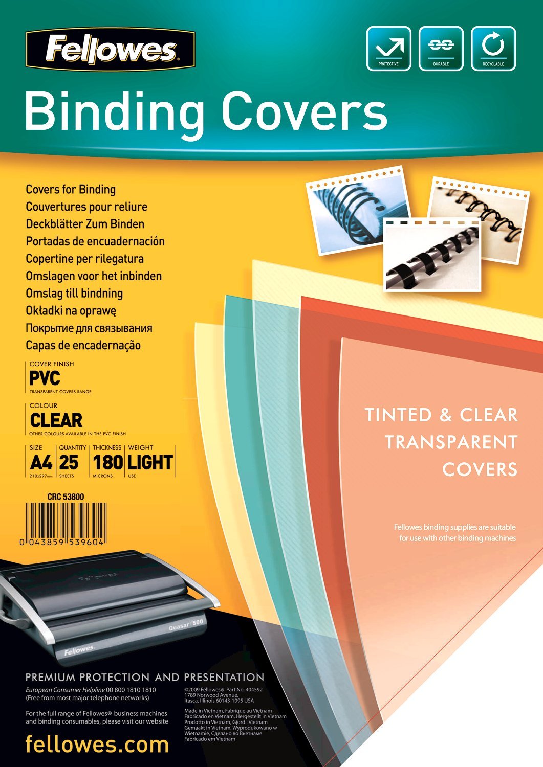 Fellowes PVC Binding Cover A4 180 Microns Clear (Pack of 25) Amazon.co