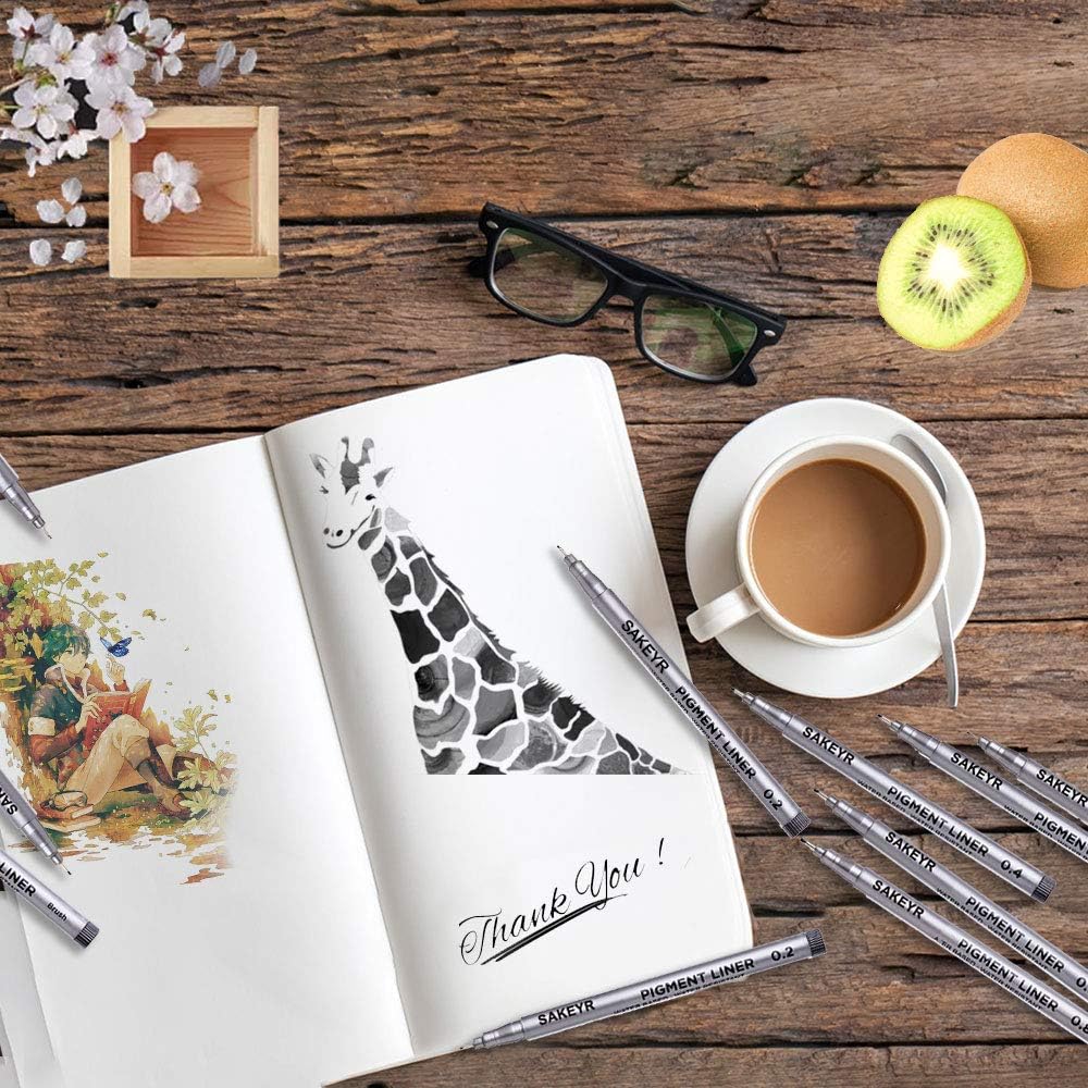 Black Fineliner Ink Pens, Micron Waterproof Sketching Drawing Pens for Documents Anime Comic Artist Illustration Fine Tip Art Micro Pens for Bullet Journaling Kids School Supplies : Office Products