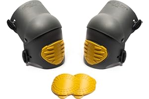TSE Safety - TSE-TFLX-XL Flex Work Knee Foam Padding Pads - Anti-Slip Strong Double Straps Comfortable Knee Protection Breathable Heavy Duty for Indoor and Outdoor Use – XL, Black & Yellow