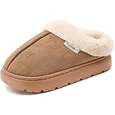 Yueerlu House Slippers For Woman Men, Womens slippers Platform EVA lightweight sole Warm Faux Fur Lined Suede Short Ankle Boots Memory Foam Fuzzy Slippers for Women Anti-Slip Boot Indoor Outdoor