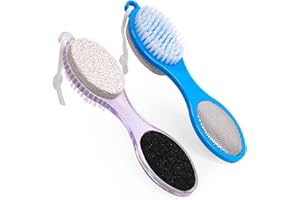 Fangze Foot Brush and Pumice Stone - 2 Pack Foot Brush Scrubber for Shower 4 In 1 Pedicure Feet Exfoliator for Foot Care - Pu