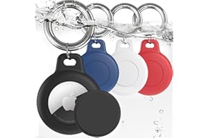Inesore Compatible with AirTag Case Keychain,AirTag Holder IPX8 Waterproof Silicone AirTags Key Ring Cases Tags Chain Apple GPS Item Finders Accessories 4 Pack