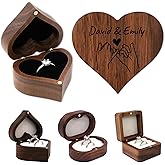 Velba Custom Engraved Ring Box, Personalized Wooden Ring Box with Name/Date/Design for Proposal Wedding Engagement (Heart)