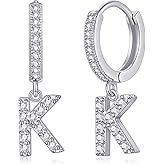 SANNYRA Initial Hoop Earrings for Women, 14K Gold Silver Rose Gold Plated CZ Letter Hypoallergenic Stud Earring Gifts