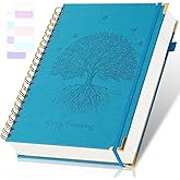 Spiral Notebook, College Ruled Notebook, 8.5" x 11", 300 Pages Leather Journals for Writing, A4 Hardcover Journaling Notebooks for Work School, 24pcs Tabs, Large Embossed Journal for Women Men, Blue2