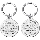 Yobent Sister Gifts Keychain for Birthday A Sister is God's Way of Making Sure We Never Walk Alone