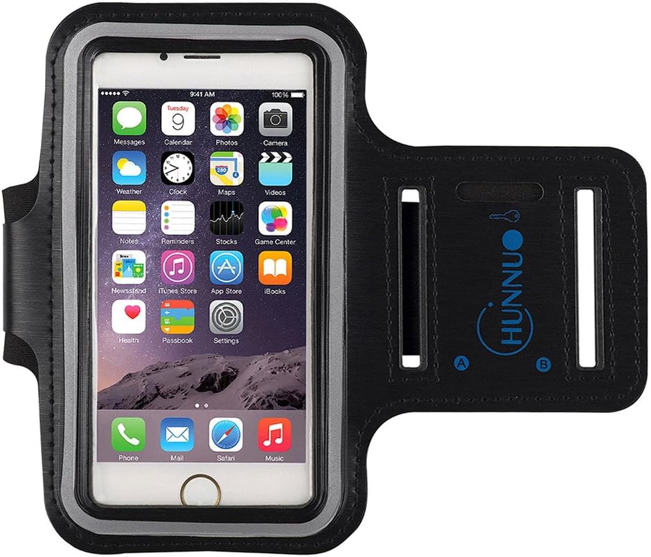 Sports Phone Armband 4.7", Waterproof Running Phone Arm Band Exercise Gym Sport Arm Belt with Screen Protector and Key Holder (Black)