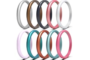 icooci 10 Pack Silicone Stackable Rings - Women's Modern Promise Rings, 2.5mm Wide, 2mm Thick