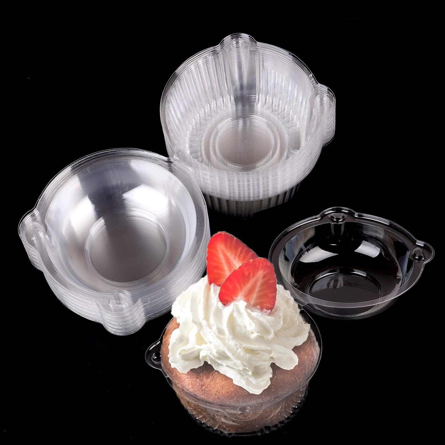 100 PCS Clear Individual Cupcake Containers Box Plastic