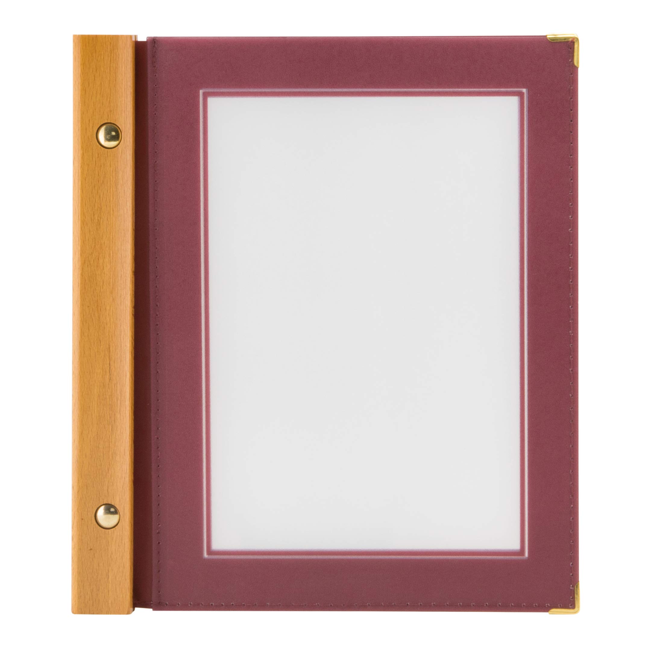 Securit A5 Wood Range Menu Card with 2 Inserts, Wine Red