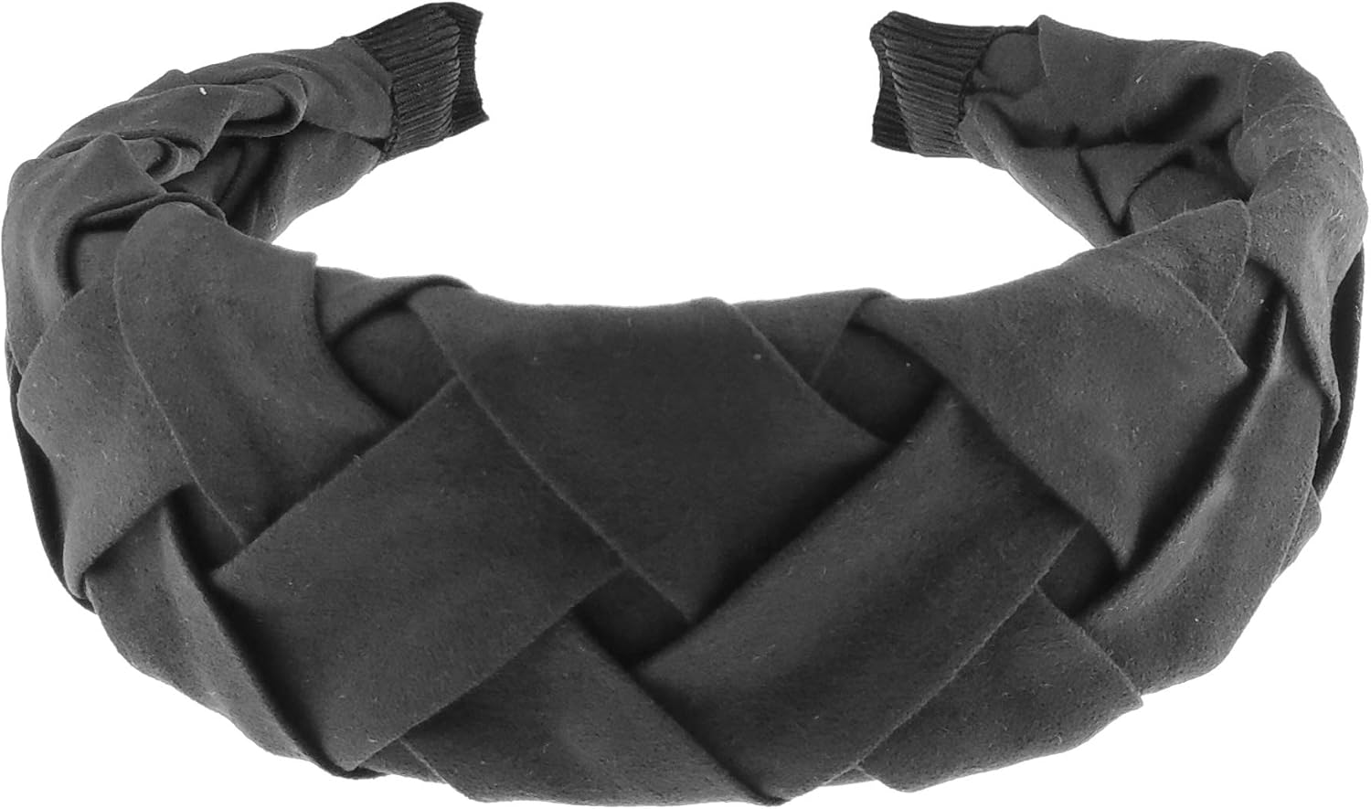Womens Girls Suede Fabric Look Plaited Braided Block Colour Winter Work Everyday Wedding Birthday Christmas Bridal Party Headband Hair Accessories Styling Turban Alice Band Head Hairband (Black)