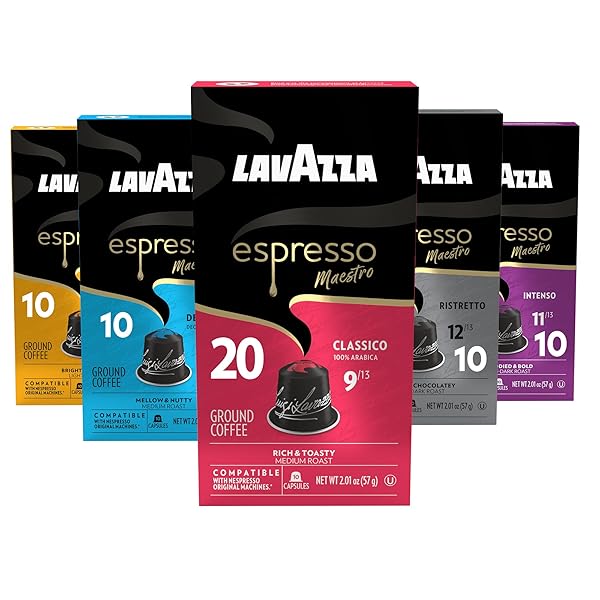 LAVAZZA ESPRESSO VARIETY PACK OF ALUMINUM CAPSULES COMPATIBLE WITH NESPRESSO* ORIGINAL MACHINES, CONTAINS LIGHT, MEDIUM, AND DARK ESPRESSO ROAST (60 CAPSULES)