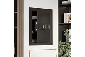 ERGOMASTER Wall Safe, Hidden In Wall Safe Between Studs, Small Safe Box with Digital Keypad & Removable Shelf, Electronic Safe for Gun Passports Money Jewelry,Black