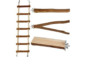 Luonfels Bird Perches Apple Wood Large Parrot Perch, 18" Ladder for Birds Cages Parakeet Conure Cockatiel Toys Accessories Pack of 4