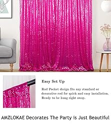 AMZLOKAE Hot Pink Sequin Backdrop Curtain 4FTx7FT