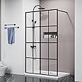 Goodyo 46" X 72" Shower Door Clear Tempered Glass Framed Shower Screen Walk-in Black Finish