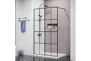 Goodyo 46" X 72" Shower Door Clear Tempered Glass Framed Shower Screen Walk-in Black Finish